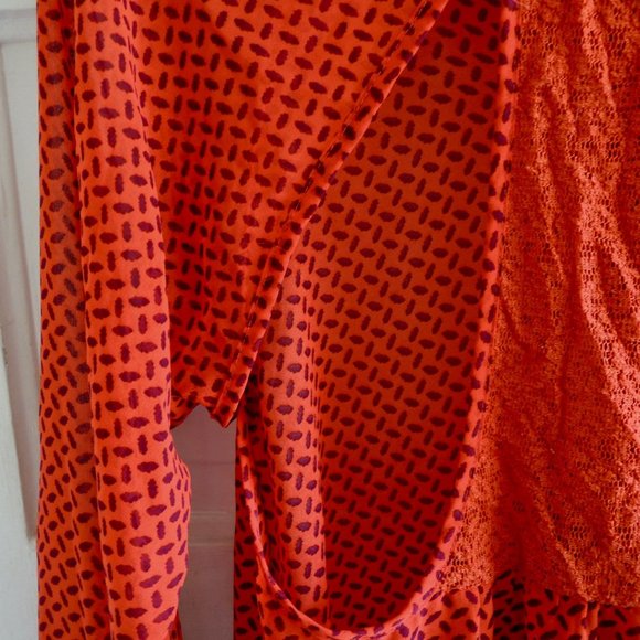 Romeo & Juliet Couture Sheer Orange Top Back Lace Cut Out S - Picture 8 of 10